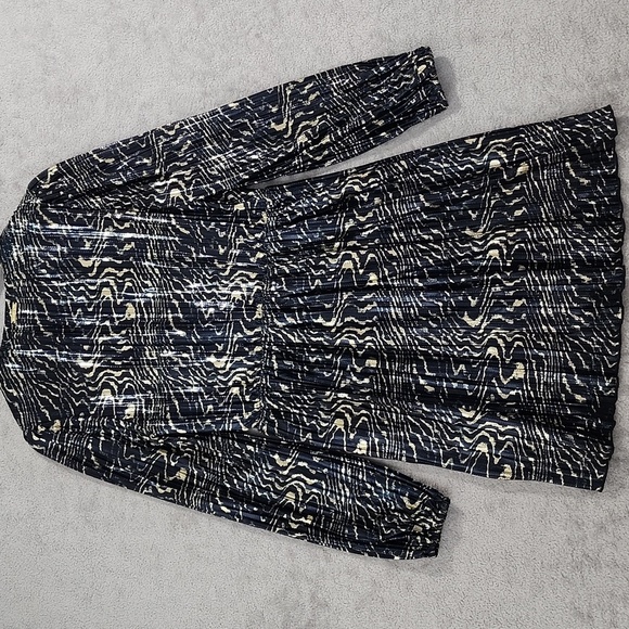 NEW Michael Kors Womens S Pleated Metallic Fit Black Gold Mini Wrap Dress - Picture 3 of 12